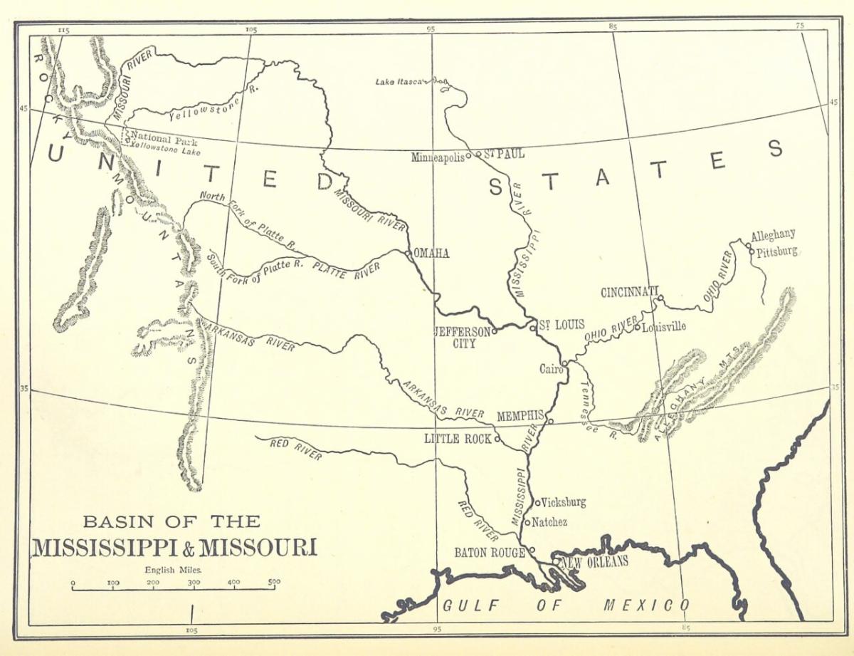 map of Mississippi and tributaries