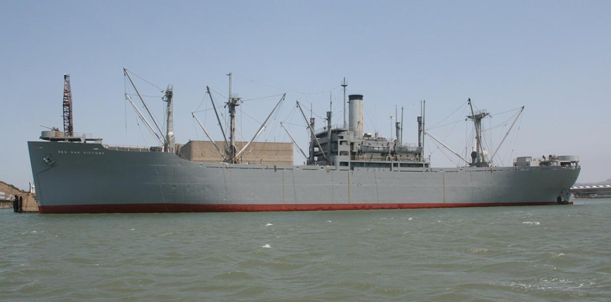 Victory Ship Red Oak Victory in the water