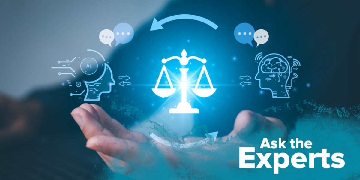 scale balancing AI and inequality with the Ask the Experts wordmark overlayed