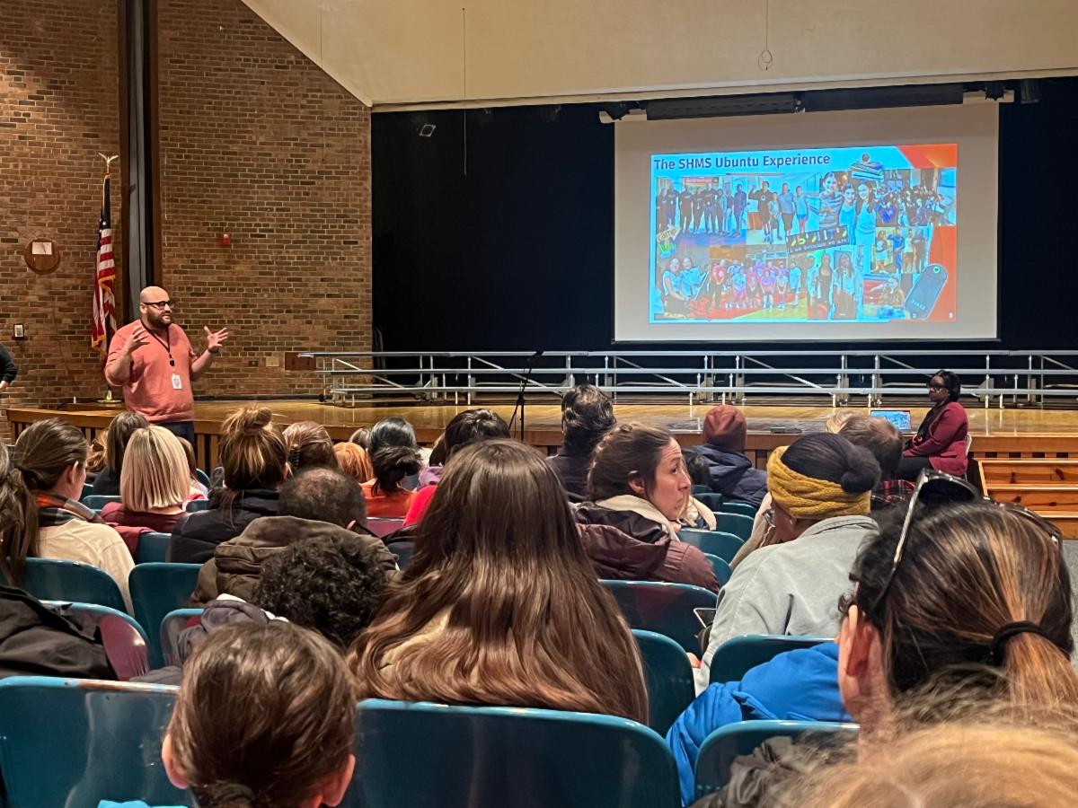 SHMS Principal Eric Forman speaks to rising Grade 6 students.
