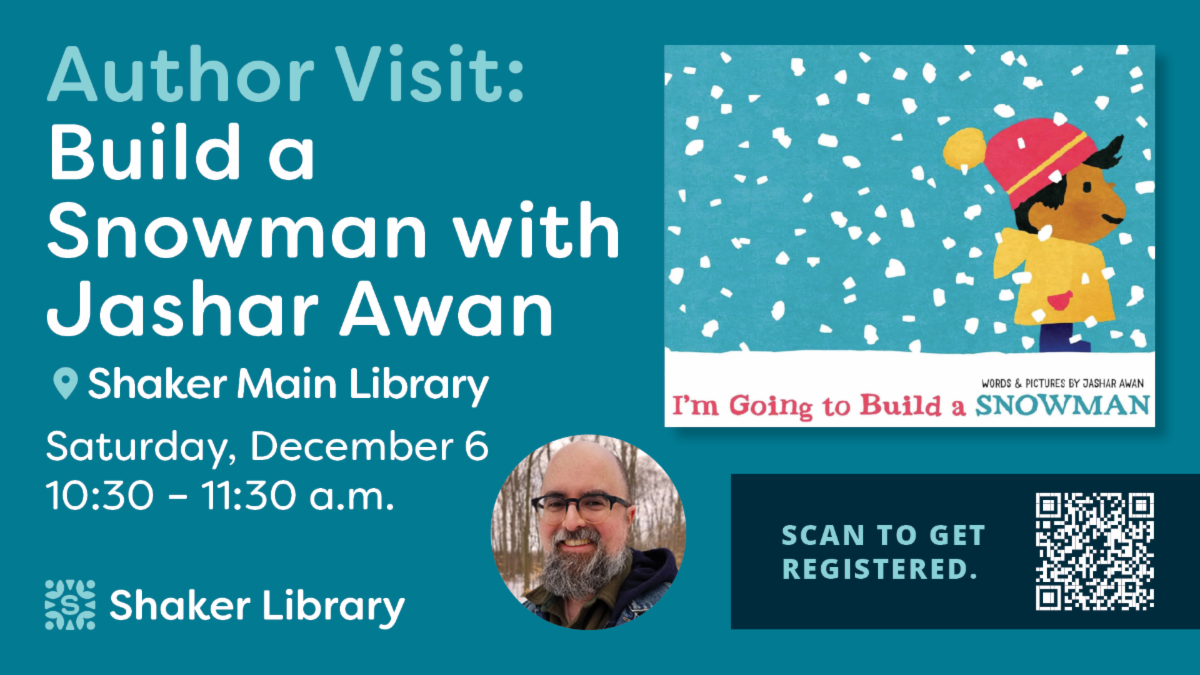 This graphic says Author Visit Build a Snowman with Jashar Awan.