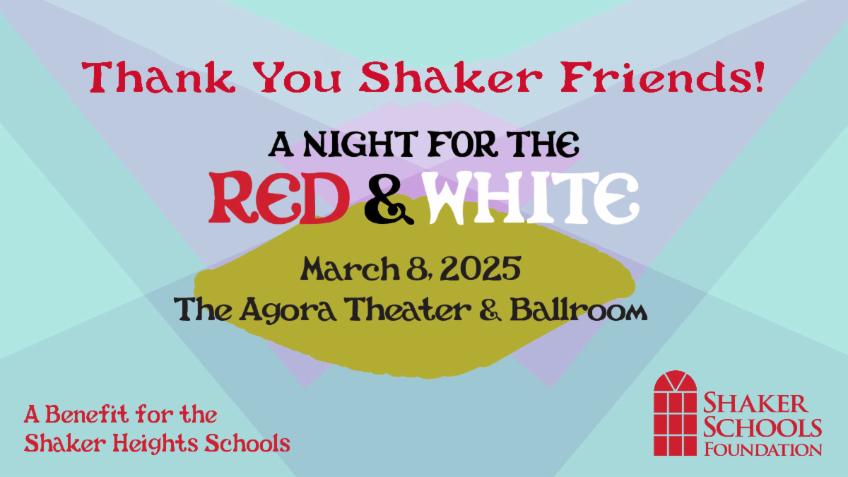 This graphic says "Thank you Shaker Friends!"