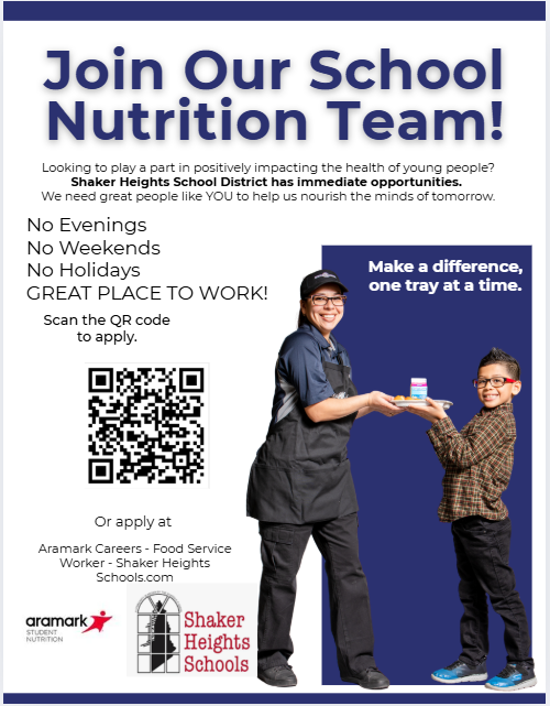 This flyer says Join our school nutrition team.