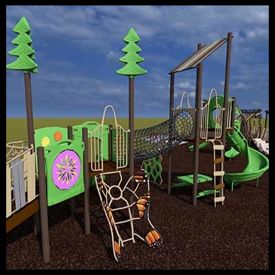 This rendering shows playground equipment for Ludlow.