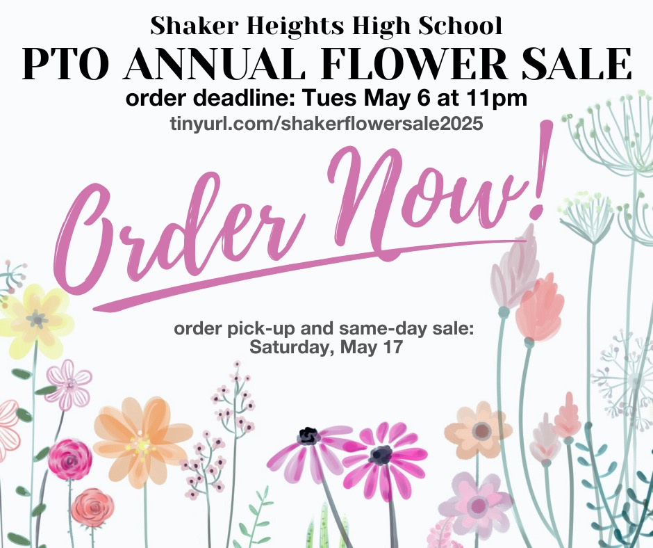 This graphic has pictures of light colored flowers.