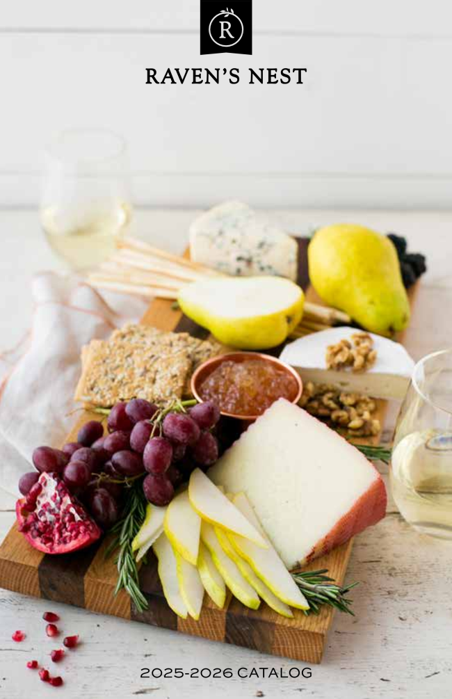Raven's Nest 2026 Catalog. Southern small-batch jams, salsas, butters, spice blends, and gourmet gift sets, plus recipes and serving ideas for entertaining.