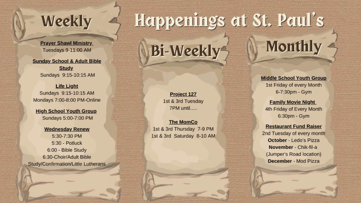 SPY (High School Youth Group) CANCELLED Sunday, New Member Class, Fall