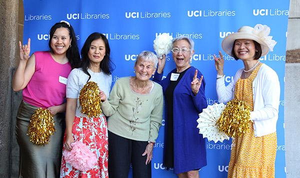 Curator for the Southeast Asian Archive (SEAA) Julia Huynh and former Curator for the SEAA Thuy Vo Dang and SEAA founding librarian Anne Frank and retired librarian Christina Woo and UC Irvine alumna Mai-Phuong Nguyen.