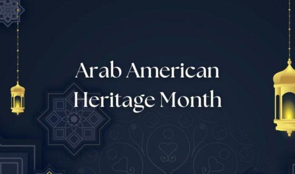 Ornamental background with the words Arab American Heritage Month.