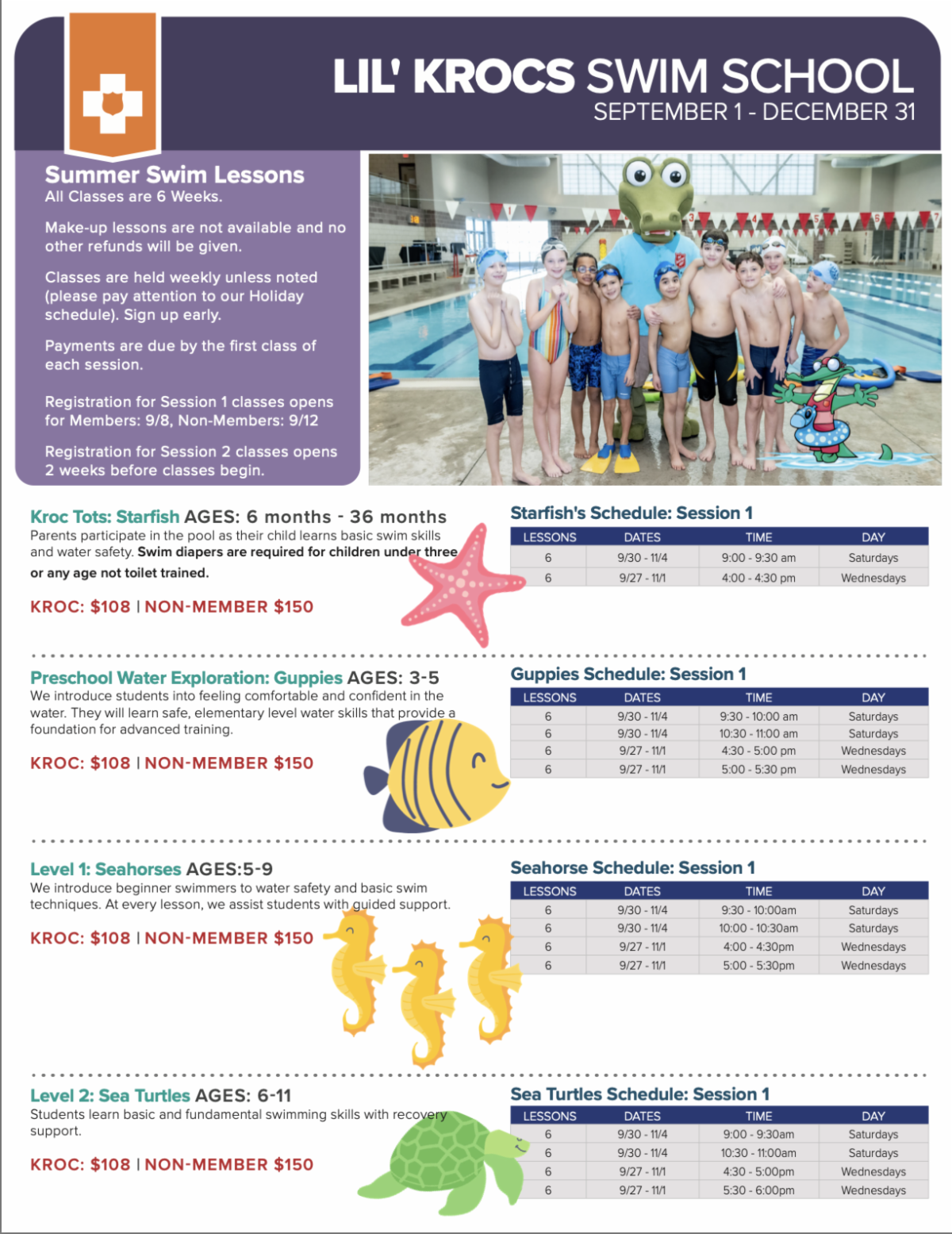 Kroc Swim Lesson Registration is OPEN