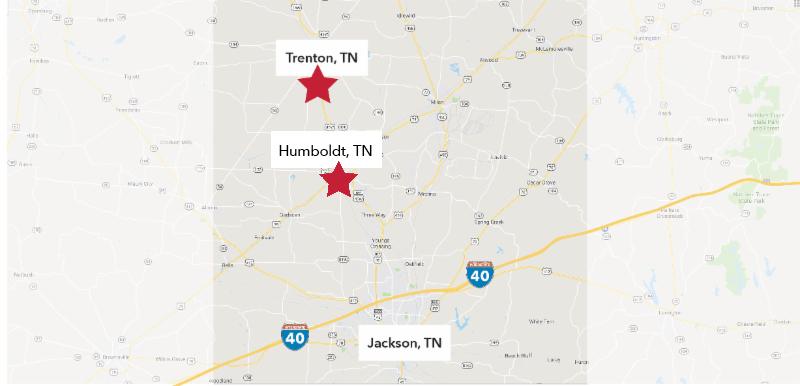 Jackson Humboldt TN Map