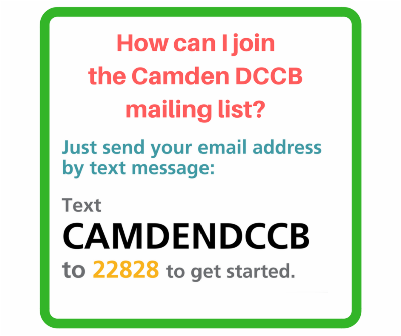 Text Camdendccb to 22828 to join the mailing list