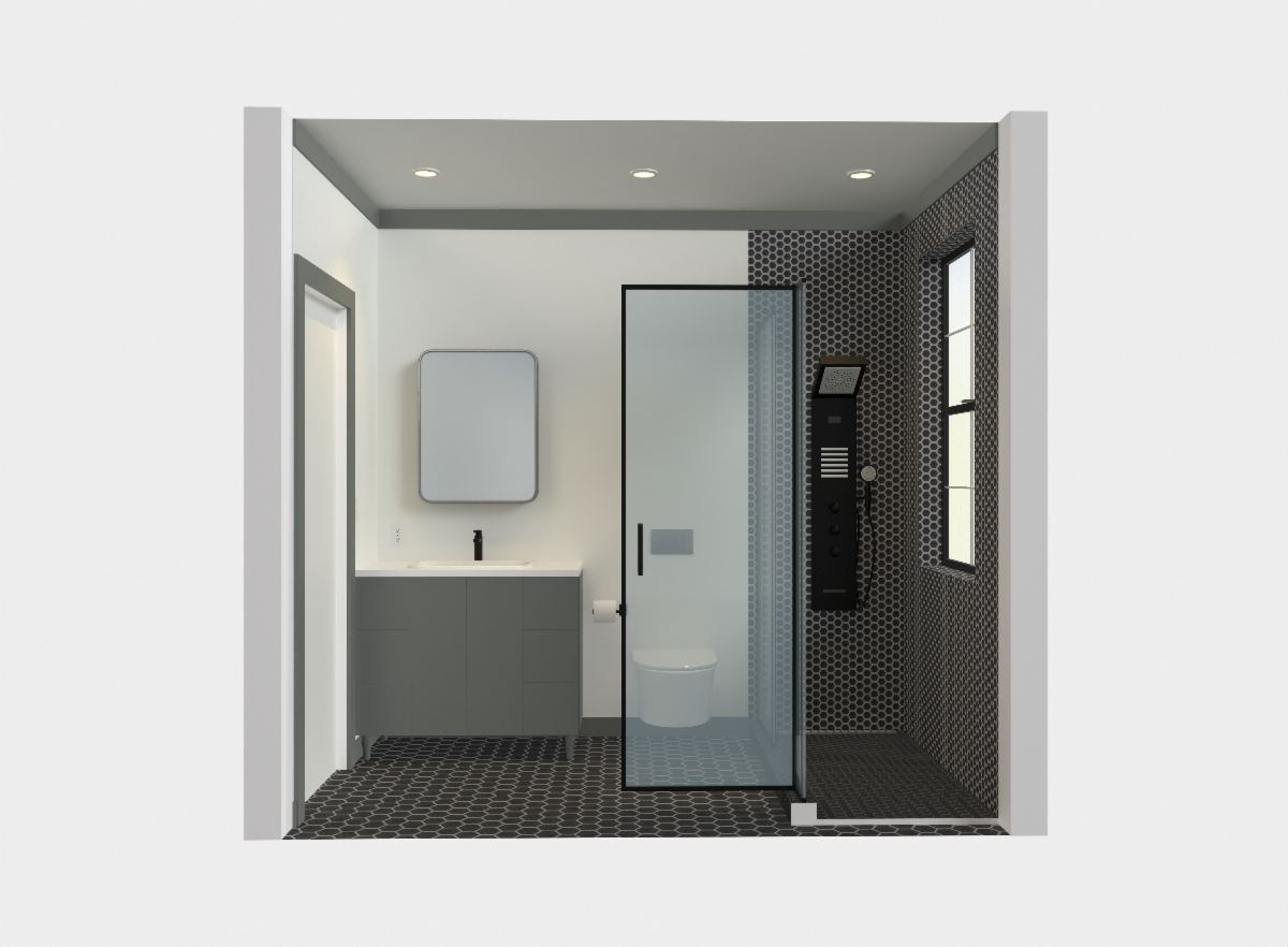 The same bathroom as a finished high-resolution render