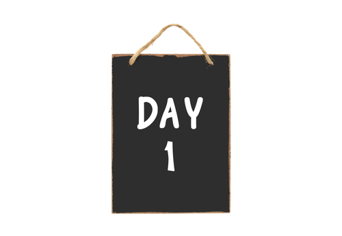 Day 1 Blackboard isolated on white background