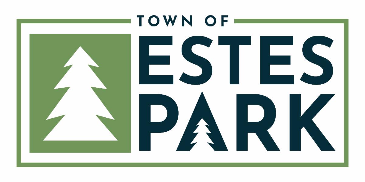 Town of Estes Park logo with a white pine tree against a green background