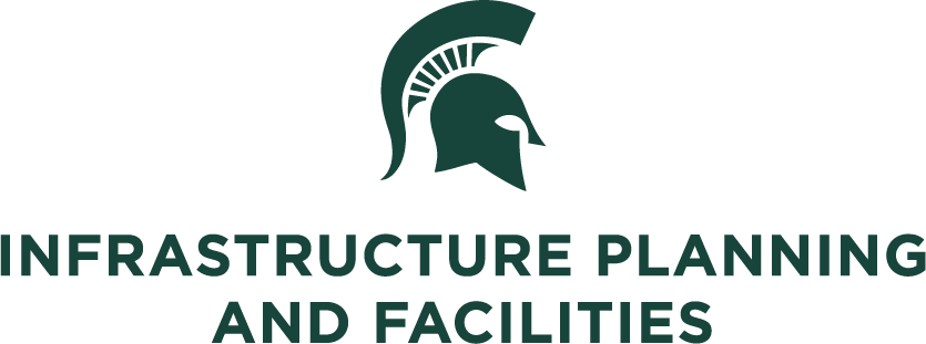 Infrastructure Planning and Facilities logo with MSU Spartan Head