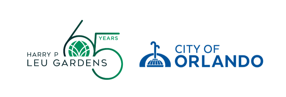 Harry P. Leu Gardens 65th Anniversary logo and City of Orlando logo