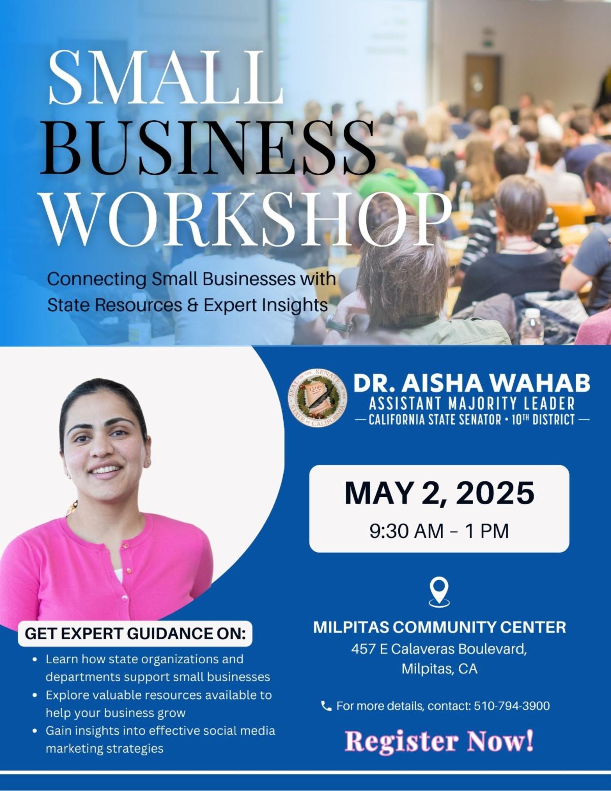 Small Business Workshop with State Senator Dr. Aisha Wahab_May 2_Image