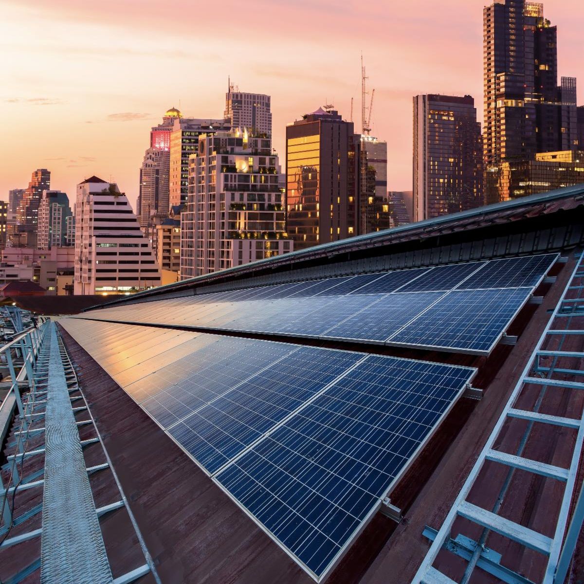Building with solar panels