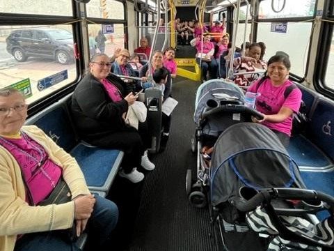 Residents riding the bus