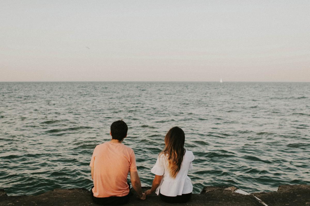 People looking out at Lake Michigan