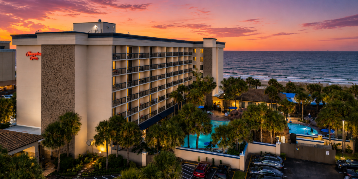 Hampton Inn Jacksonville Beach Oceanfront at sunset