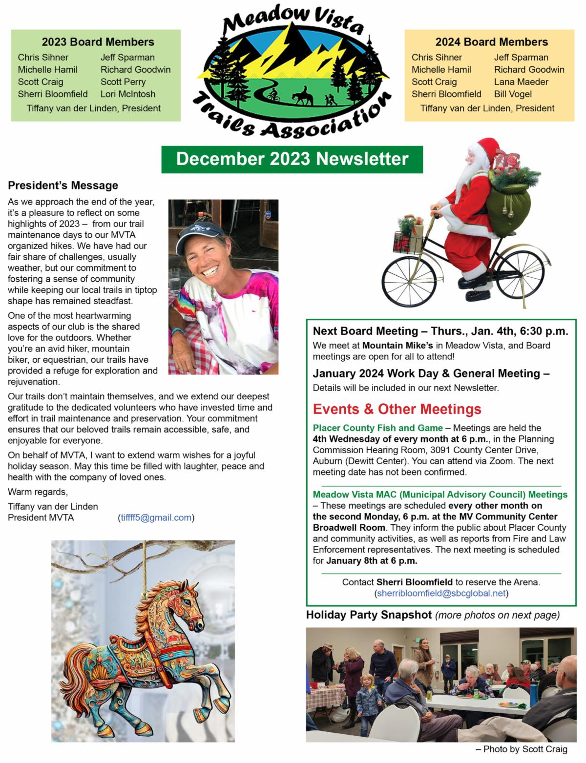 Meadow Vista Trails Association December 2023 Newsletter