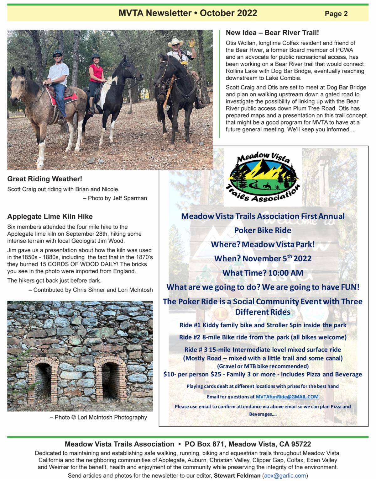 Meadow Vista Trails Association September 2022 Newsletter