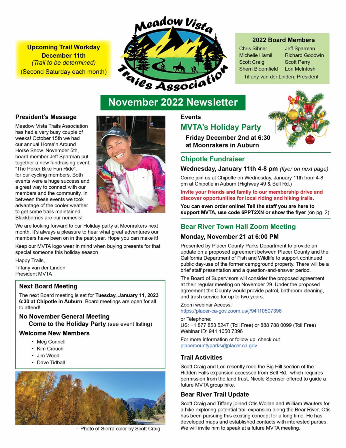 Meadow Vista Trails Association November 2022 Newsletter