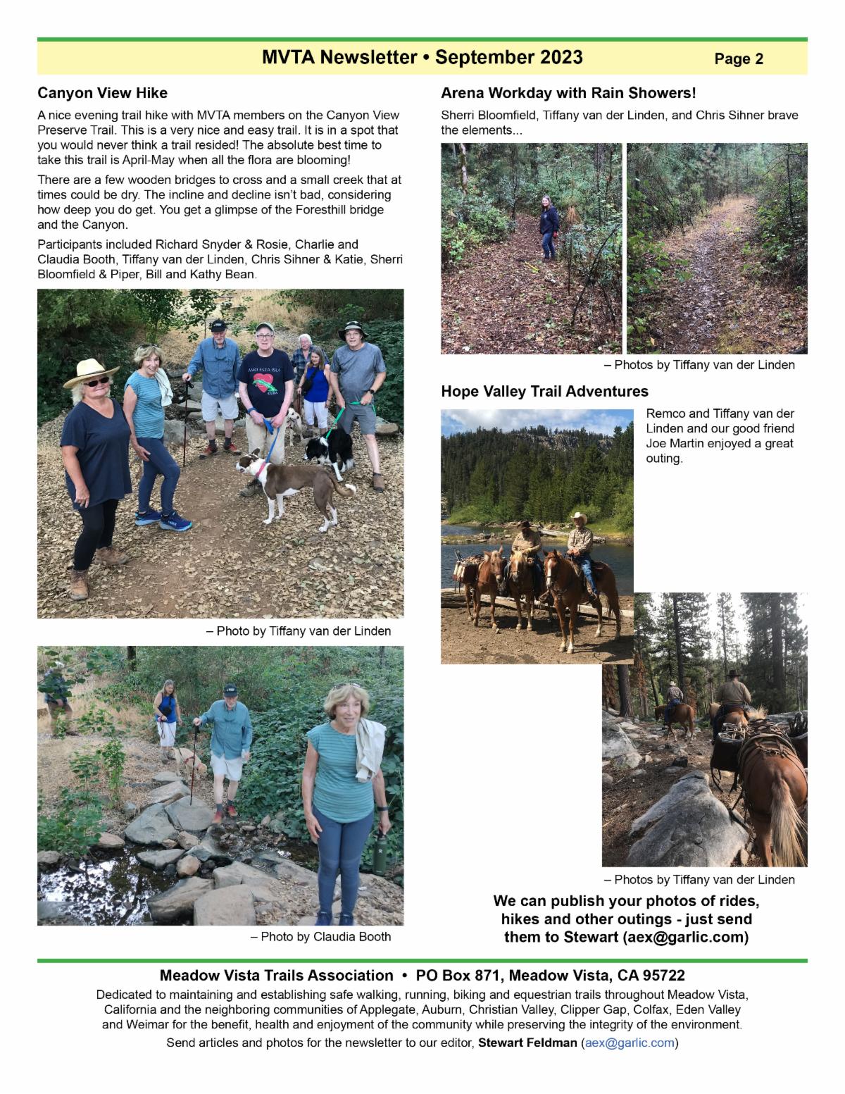 Meadow Vista Trails Association September 2023 Newsletter