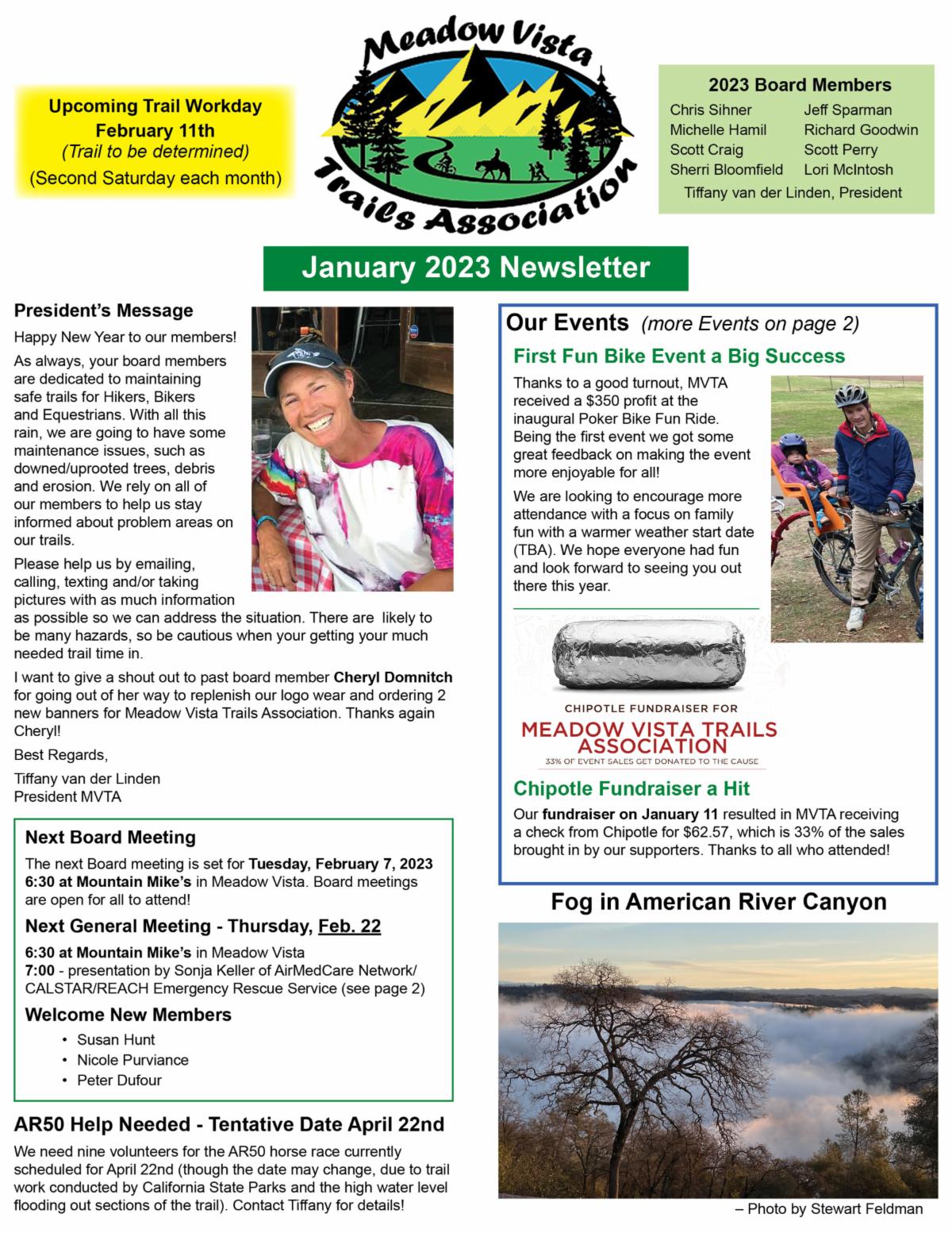 Meadow Vista Trails Association January 2023 Newsletter