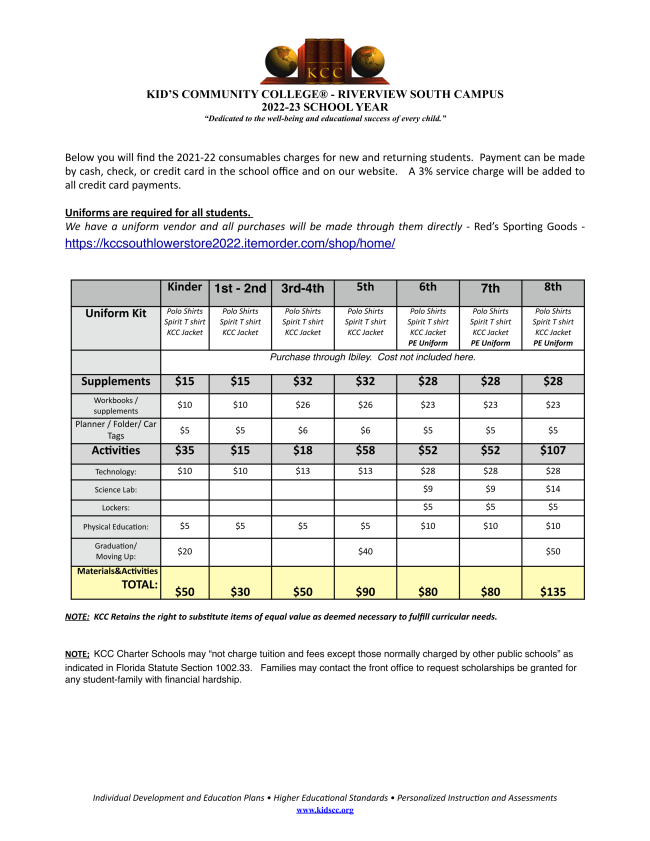 🍎KCC South 20222023 Registration + Supply List + Summer Reading Project
