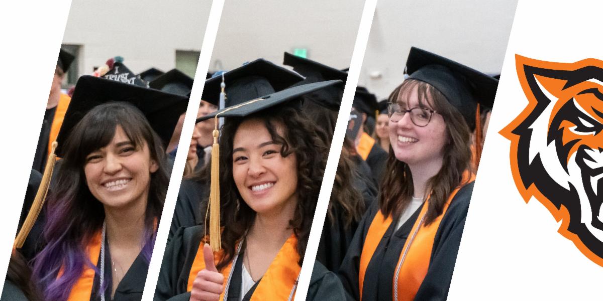 Three graduates smile 