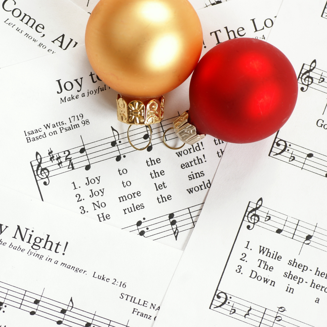 Holiday music with ornaments