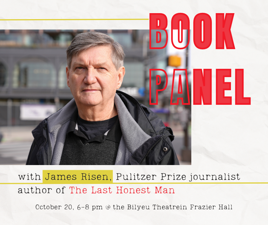 Headshot of author James Risen, and the cover of his book The Last Honest Man