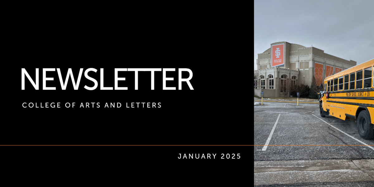 Image with a school bus from Jefferson County School District parked in front of the Stephen's Performing Arts Center. Text says "January 2025 Newsletter"