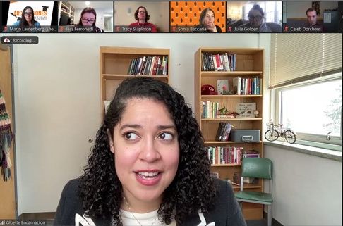 Zoom participants on-screen include Gibette Encarnacion and 6 participants