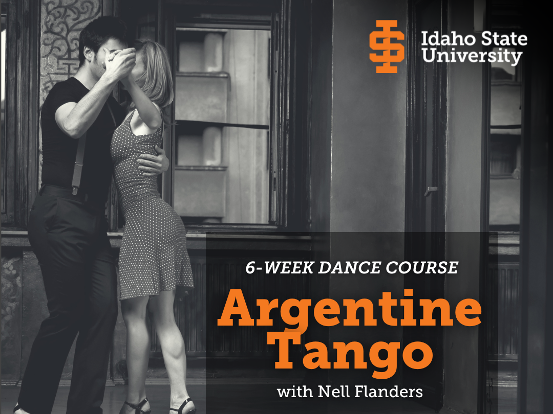 A man and a woman in a black and white photograph in tango ballroom dance clothing and position
