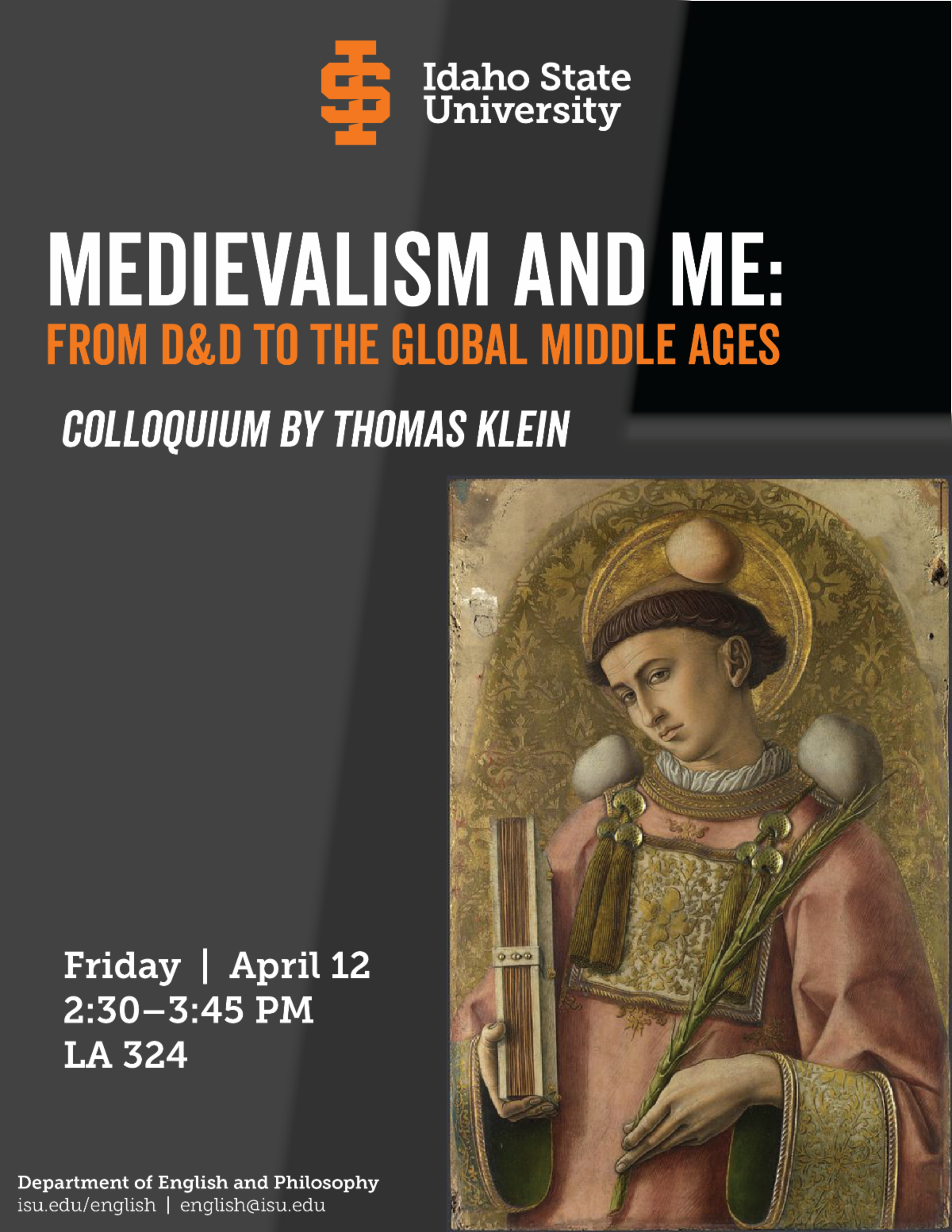 A Miedieval painting of a person holding some things