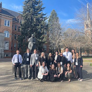 ISU National Student Advertising Campaign team stands outside the university in Spokane, WA