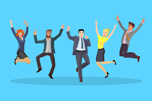 group of business people very happy with their success