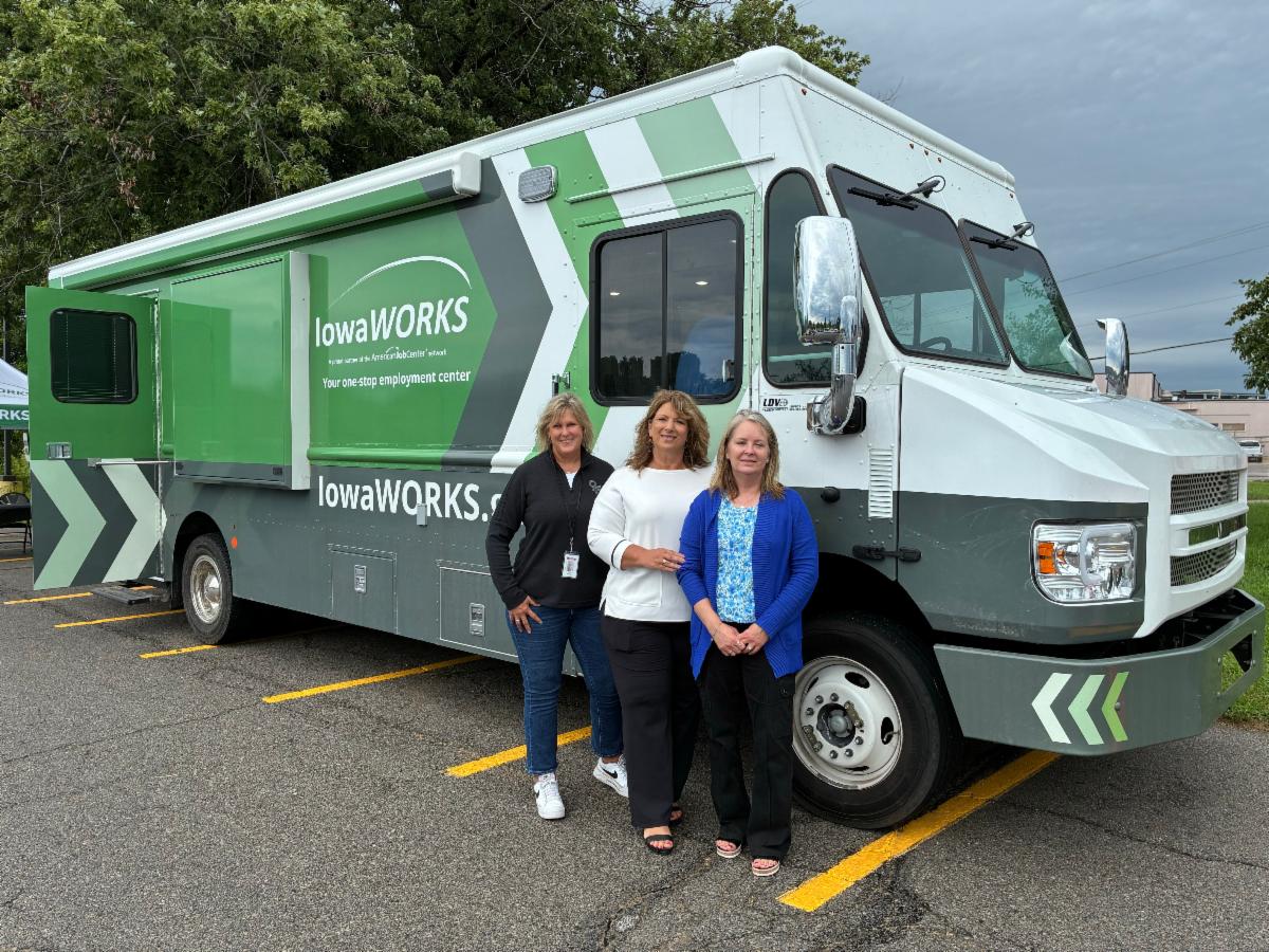 IowaWORKS staff with mobile workforce unit