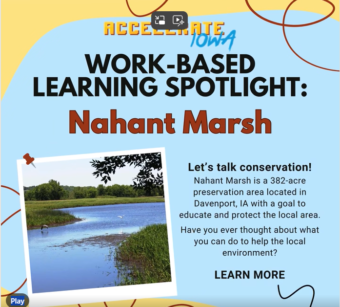 Thumbnail from video. Work-Based Learning Employer Spotlight on Nahant Marsh.