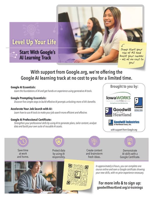 With support from Google, Goodwill is offering the AI learning track at no cost.