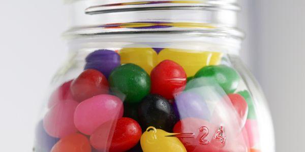 jelly beans in a clear jar