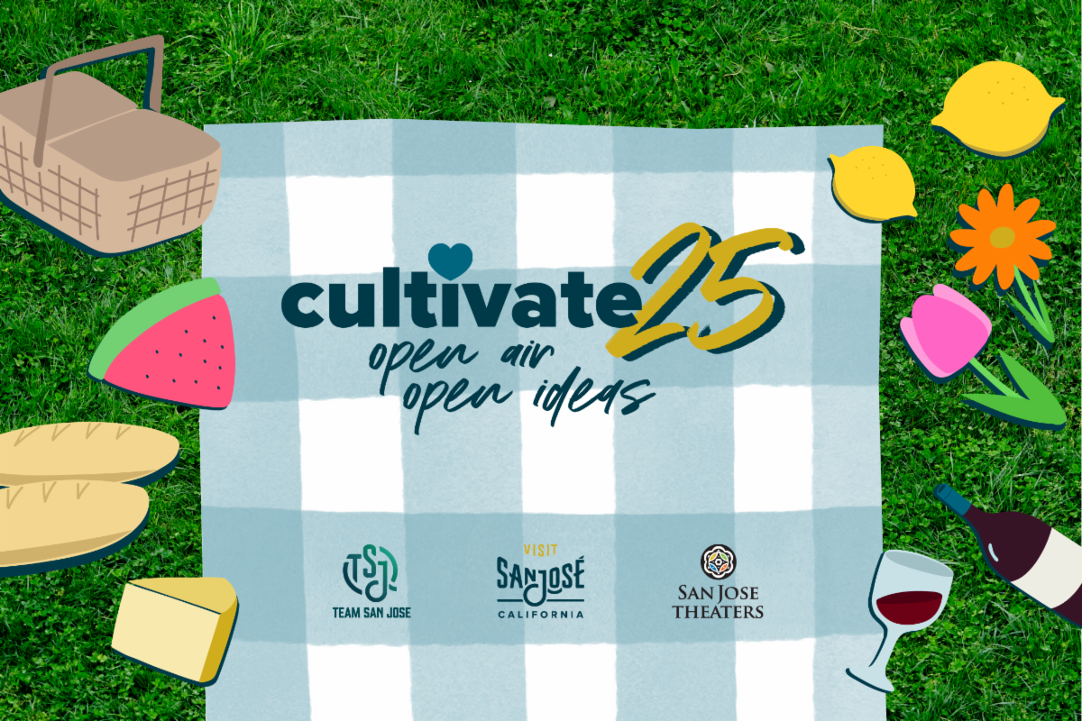 banner graphic for Cultivate 25 featuring a picnic blanket and assorted food and drinks with the words Cultivate 25 Open Air Open Ideas