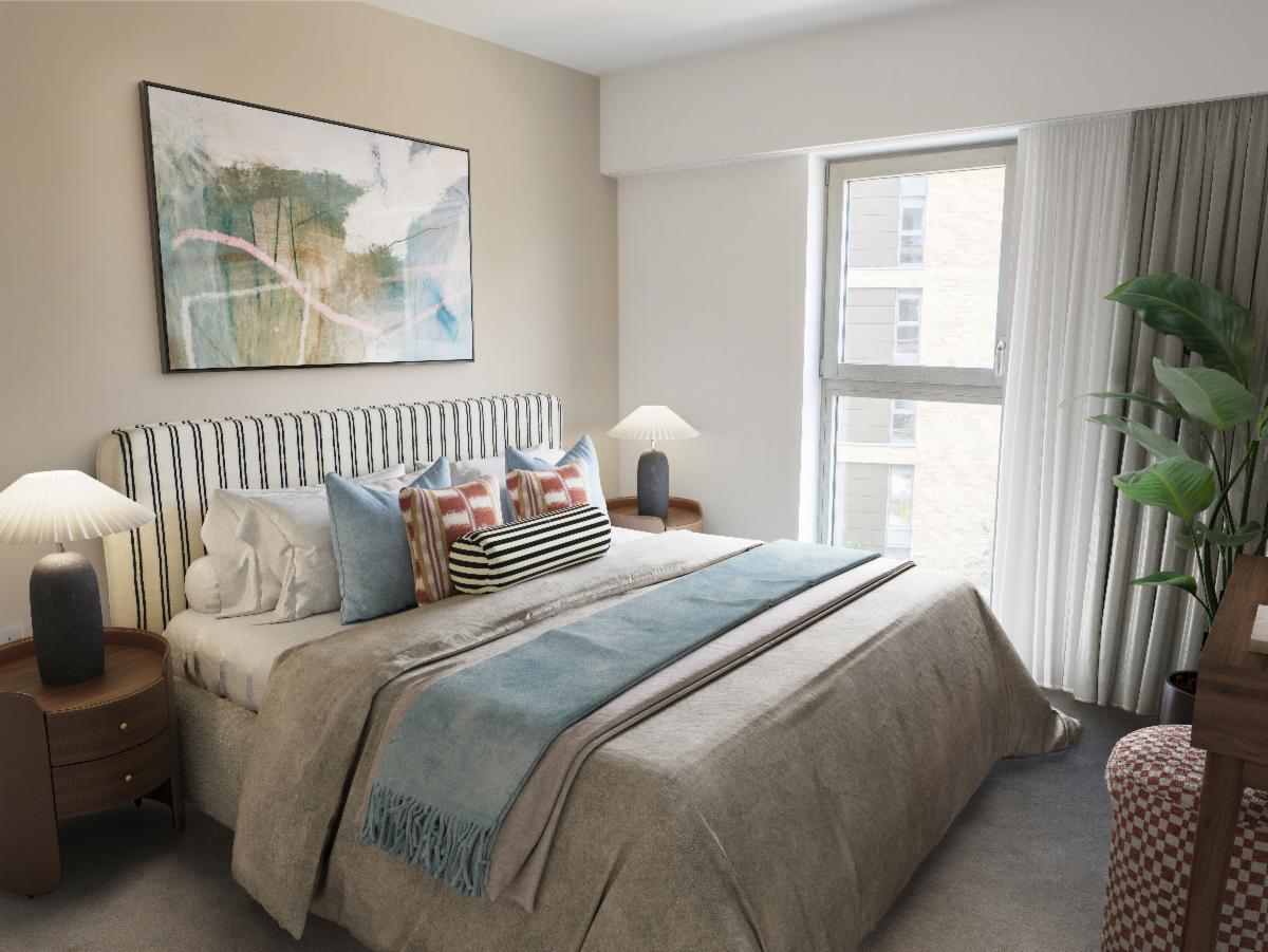 After: digitally dressed bedroom