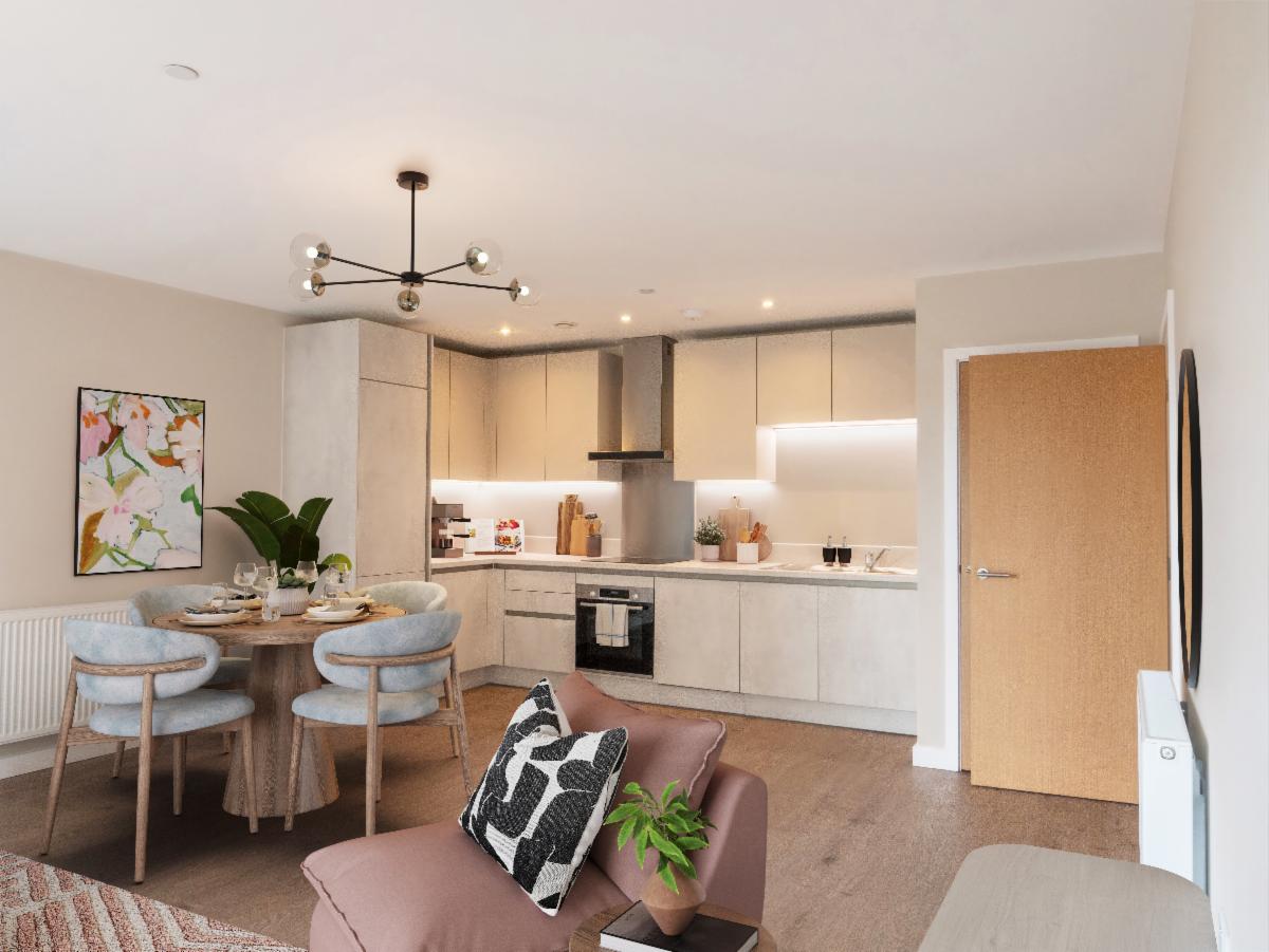 After: digitally dressed kitchen/diner