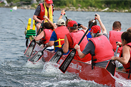 People paddling a dragonboat