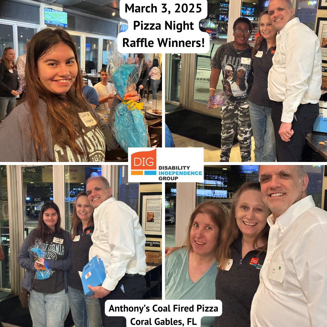 Photo Collage of raffle winners from DIG Pizza Night